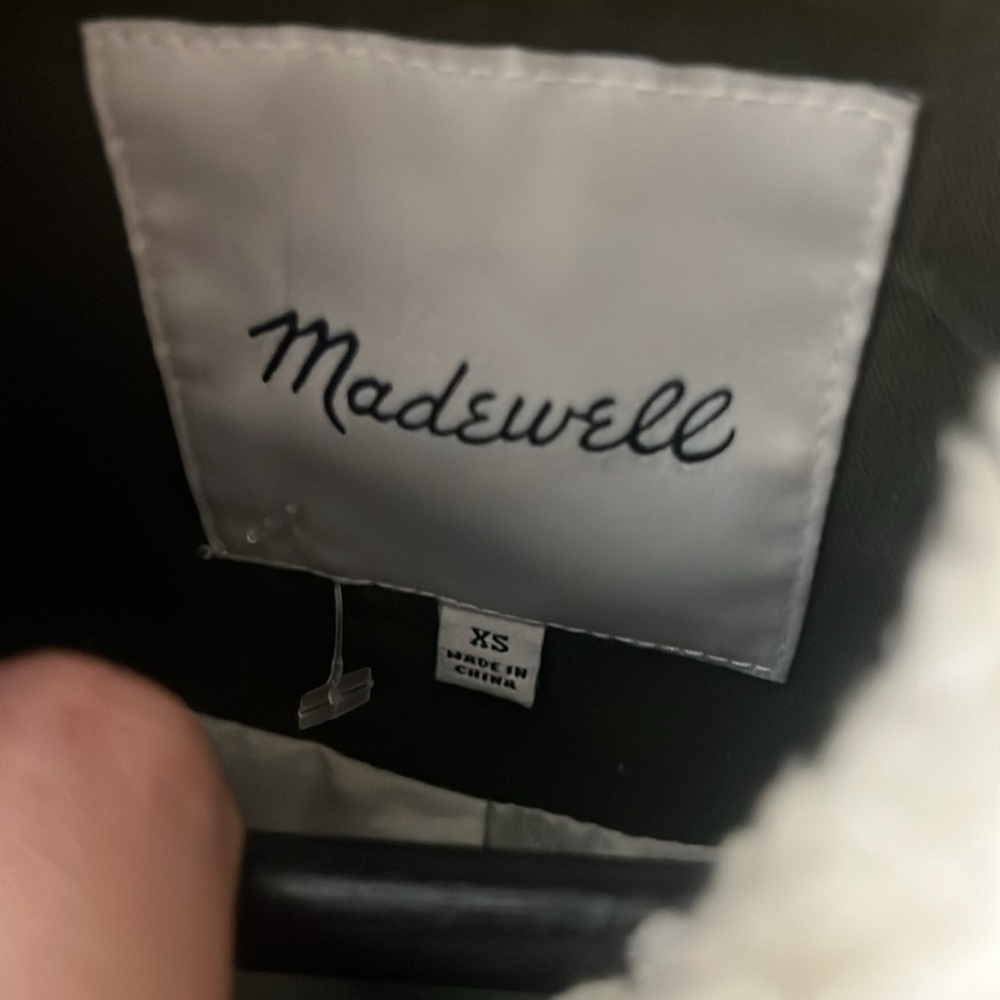 Madewell Cream Sherpa Jacket with Olive Trim - Picture 4 of 8